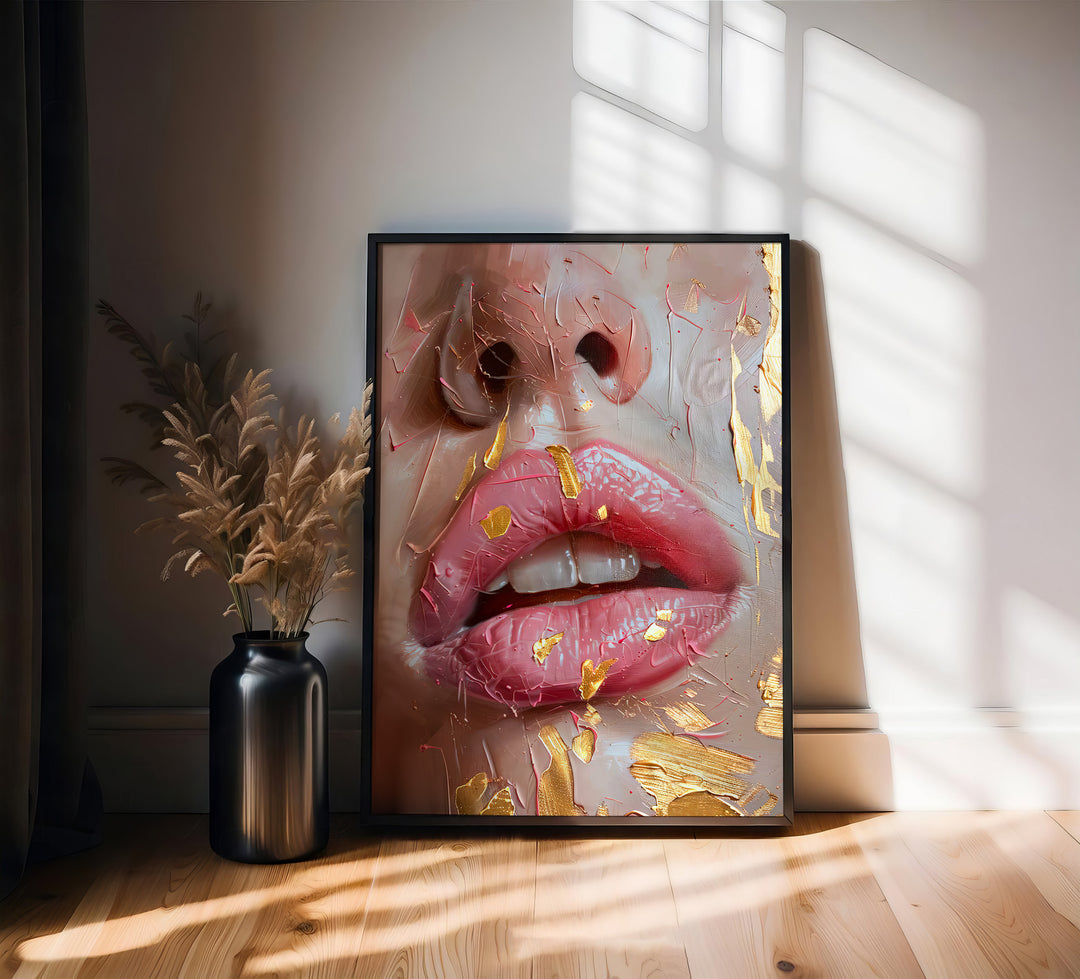 Sexy Pink Lips Asbtract Fashion Wall Art