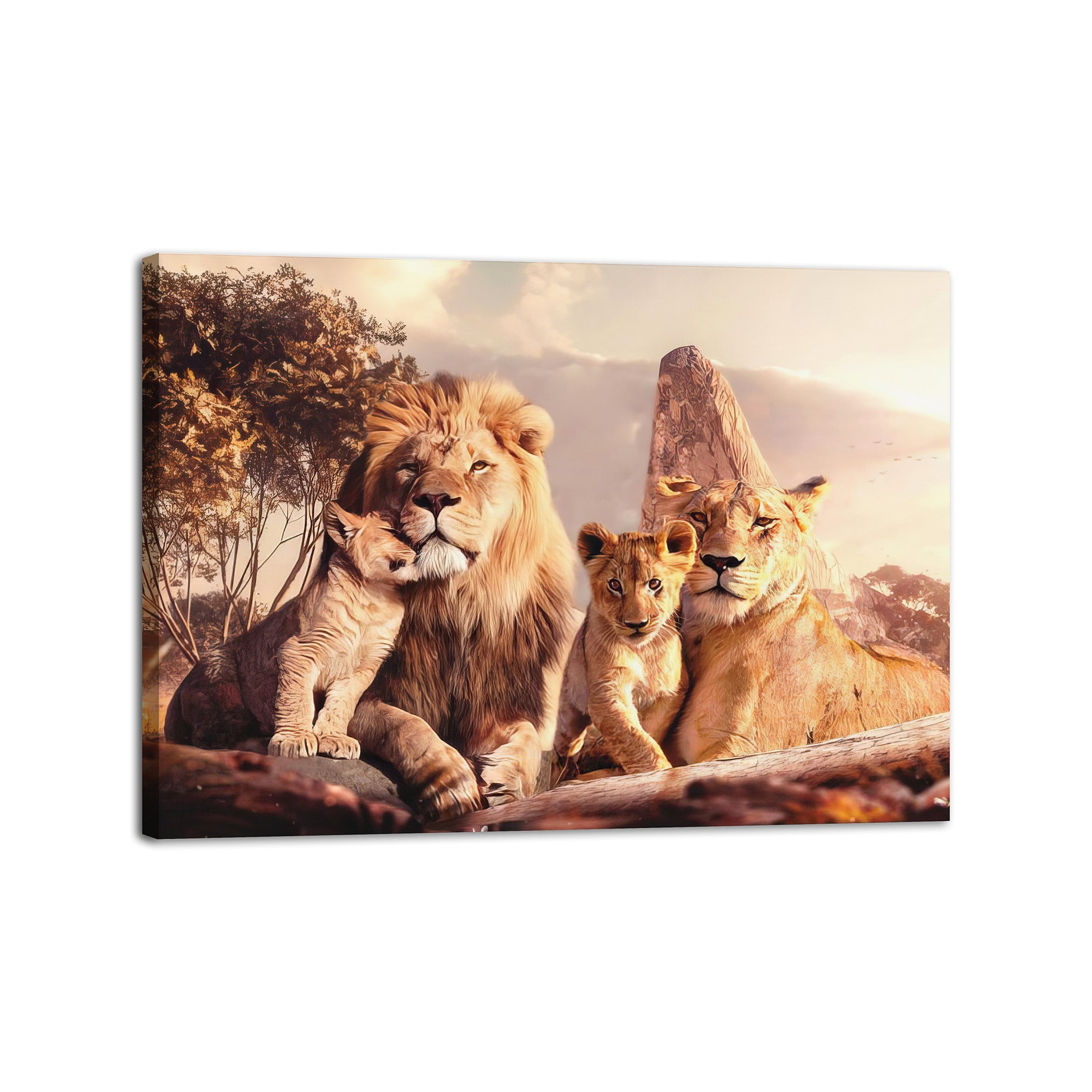Roaring Cozy Lion Family Canvas Print | Artbyusuf
