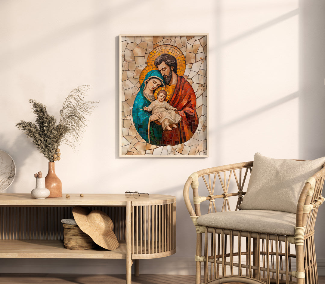 Holy Family Mosaic Painting  Christian Art for Home Decor