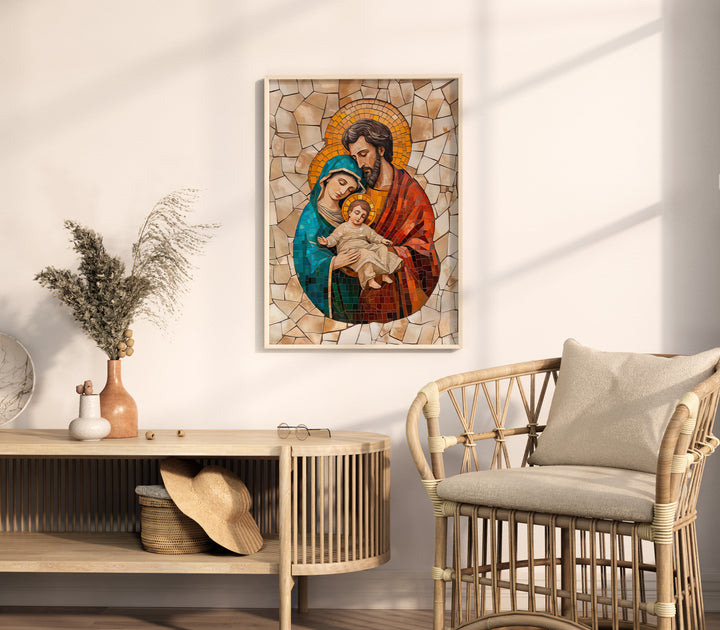 Holy Family Mosaic Painting  Christian Art for Home Decor