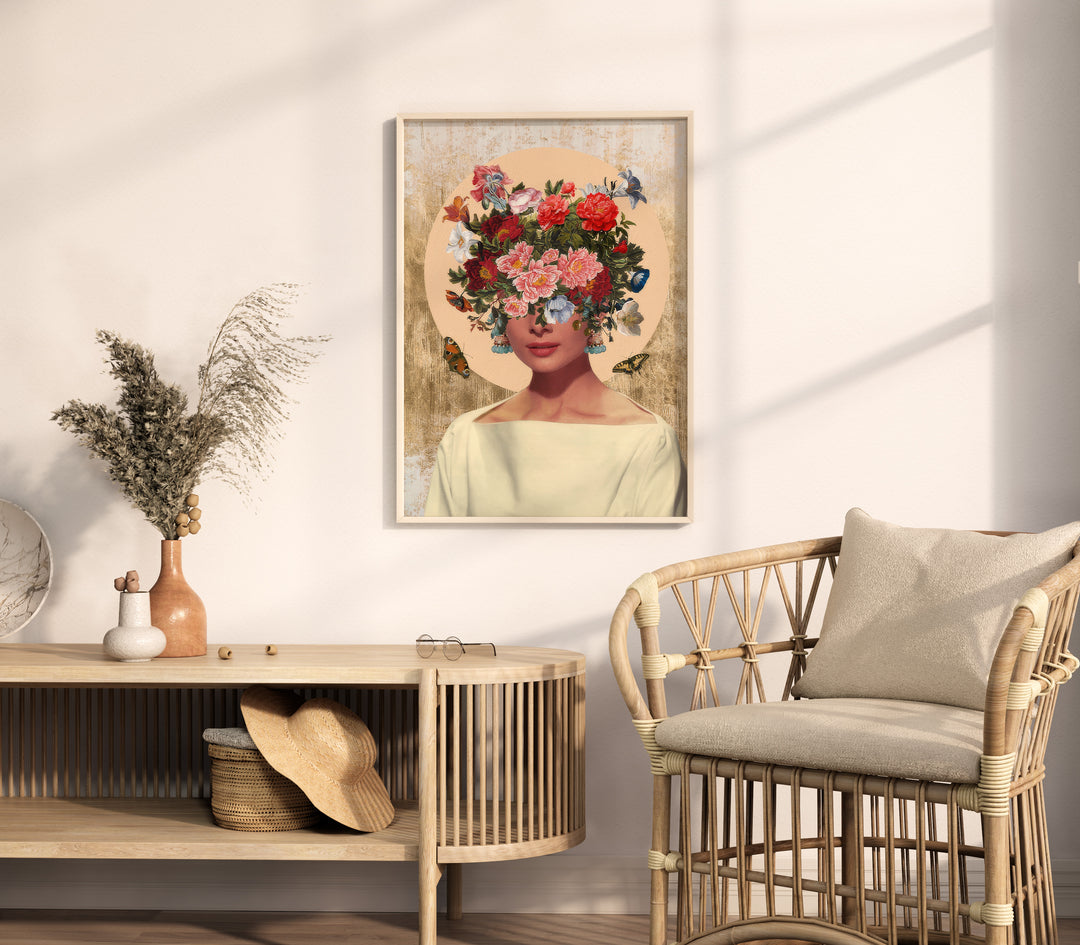 Abstract Floral Head Woman Canvas Print