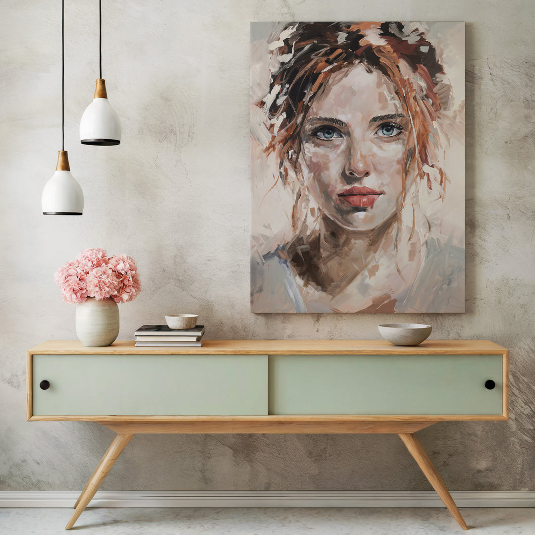 Flame & Focus – Abstract Redhead Portrait Canvas Print