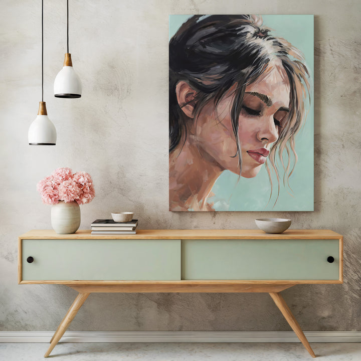 Tranquil Beauty – Modern Female Portrait Canvas Art
