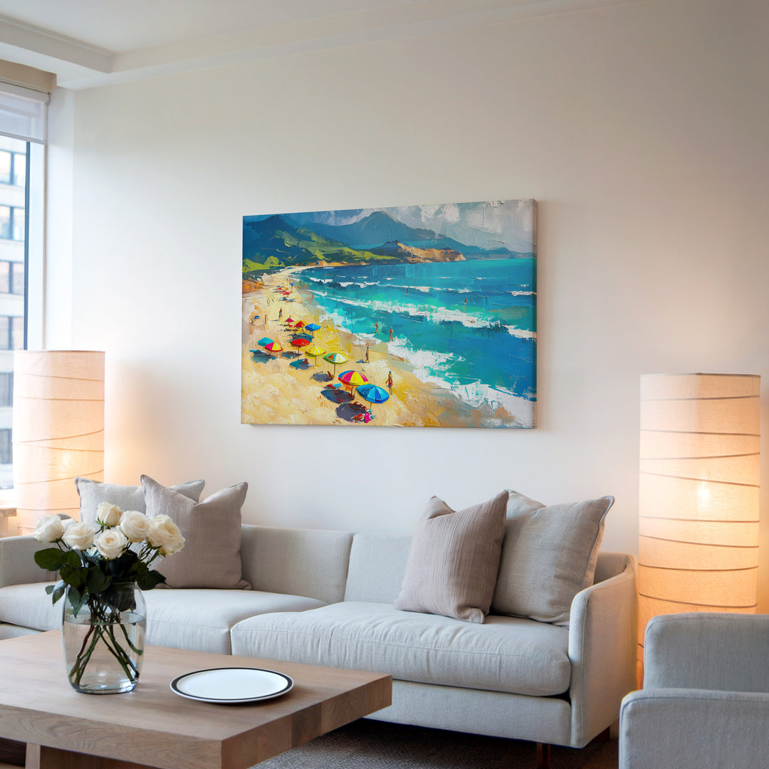 Beach Sunny Day Canvas Print – Ocean Coastal Wall Art