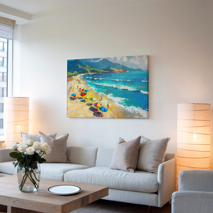 Beach Sunny Day Canvas Print – Ocean Coastal Wall Art