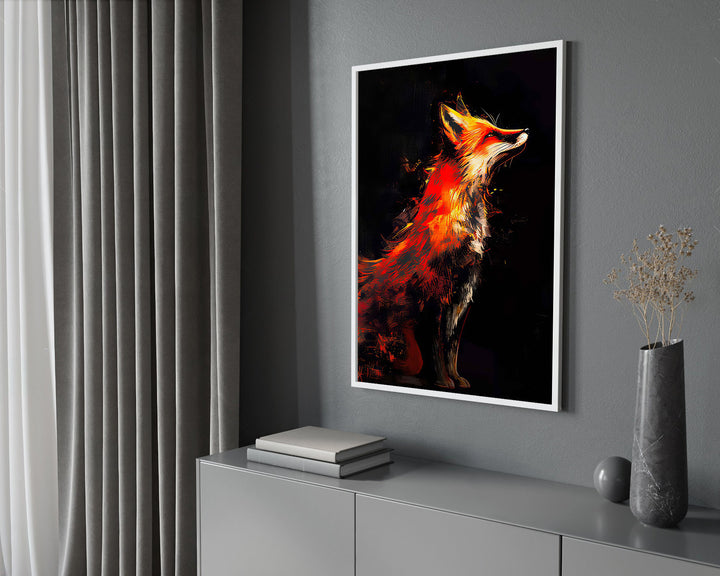 Fox in Flame Abstract Painting
