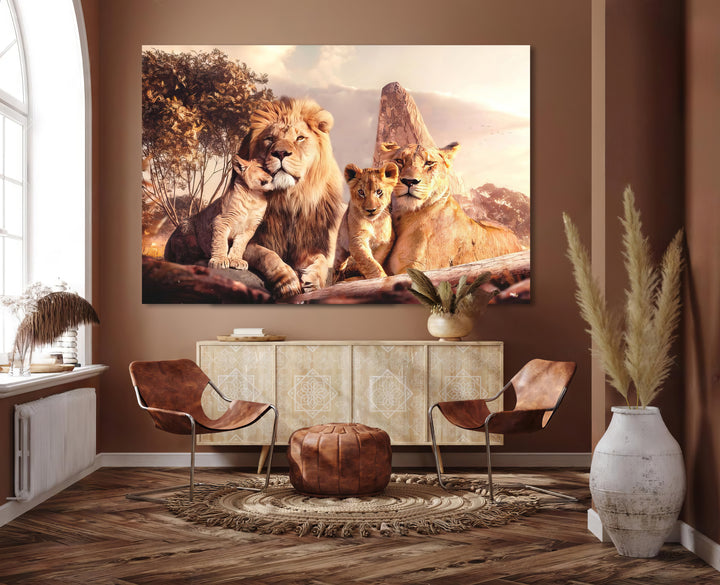 Roaring Cozy Lion Family Wall Art