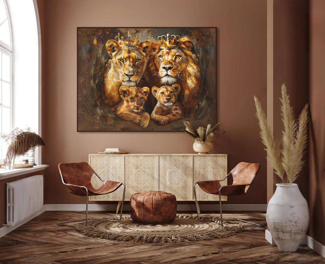 Royal Lion Family Abstract Canvas Print