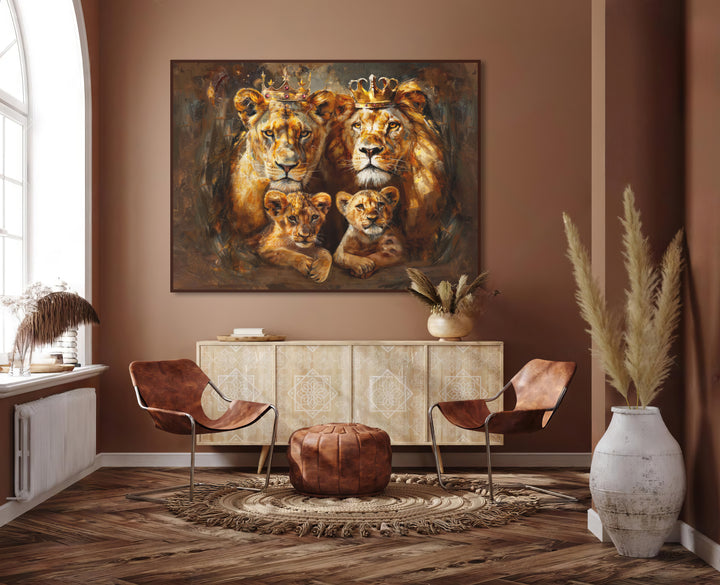 Royal Lion Family Abstract Canvas Print