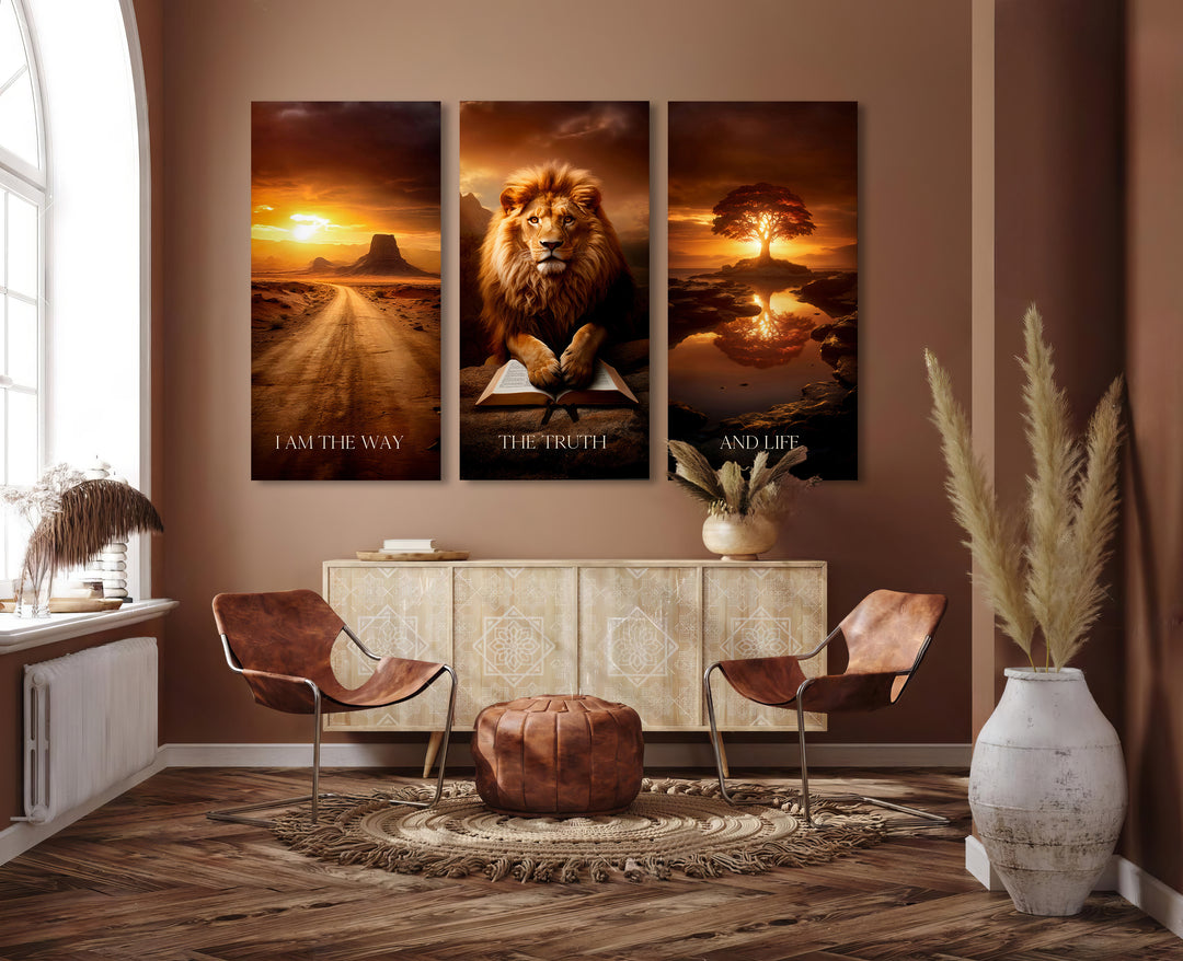 Lion of Judah and Scriptures Religious Canvas Print