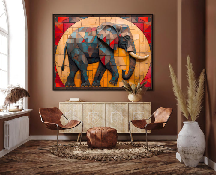 Elephant mosaic painting 3d canvas print