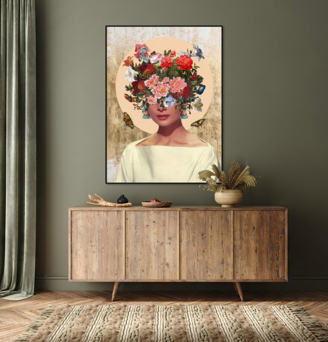 Abstract Floral Head Woman Canvas Print
