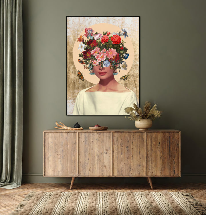 Abstract Floral Head Woman Canvas Print