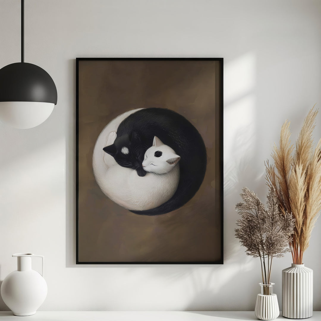 Yin Yang Cats Canvas Print