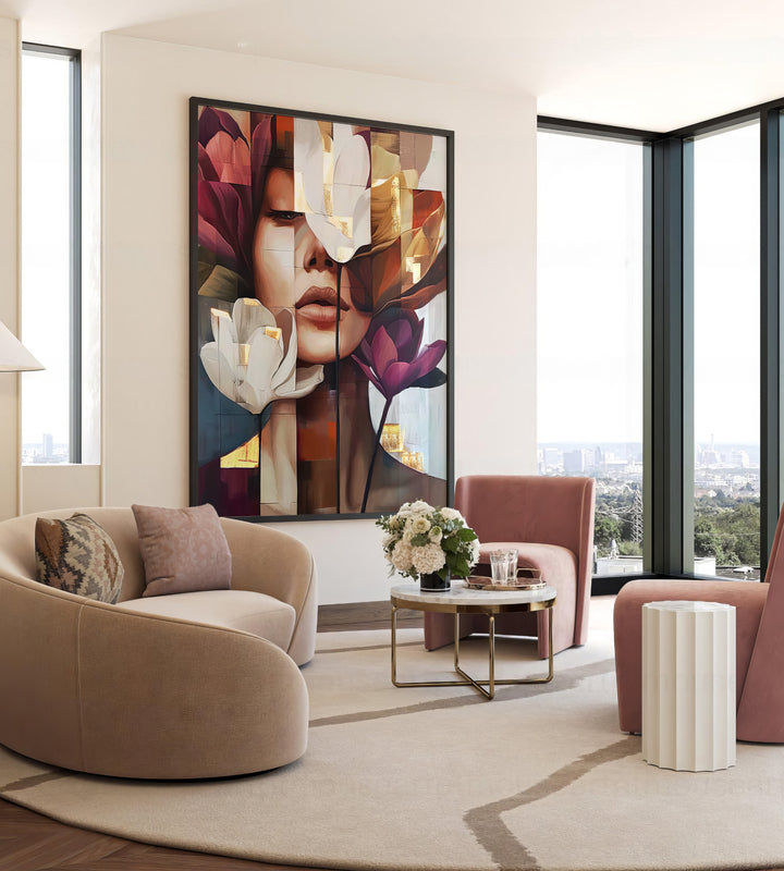 Abstract Woman Floral Head Canvas Print