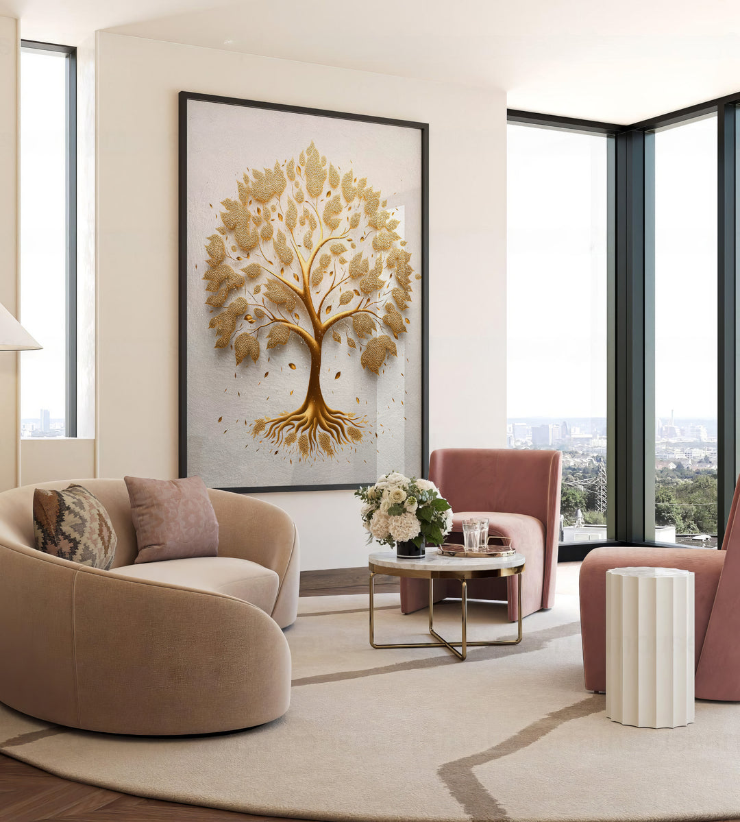 Tree of Life Abstract Golden Canvas Print