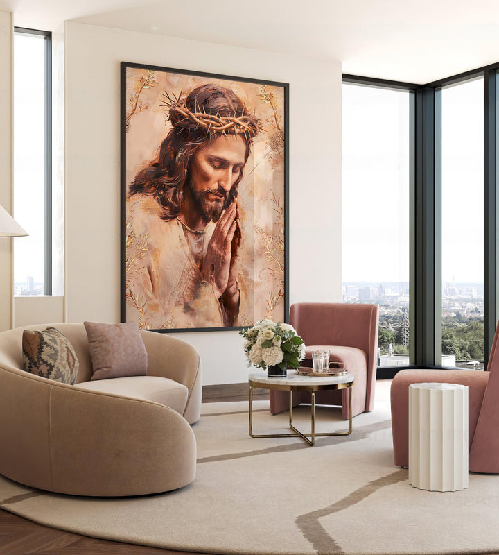 Jesus Praying Religious Sacred Art