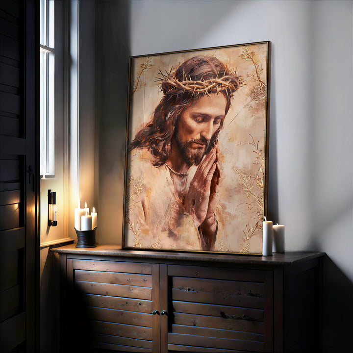 Jesus Praying Religious Sacred Art