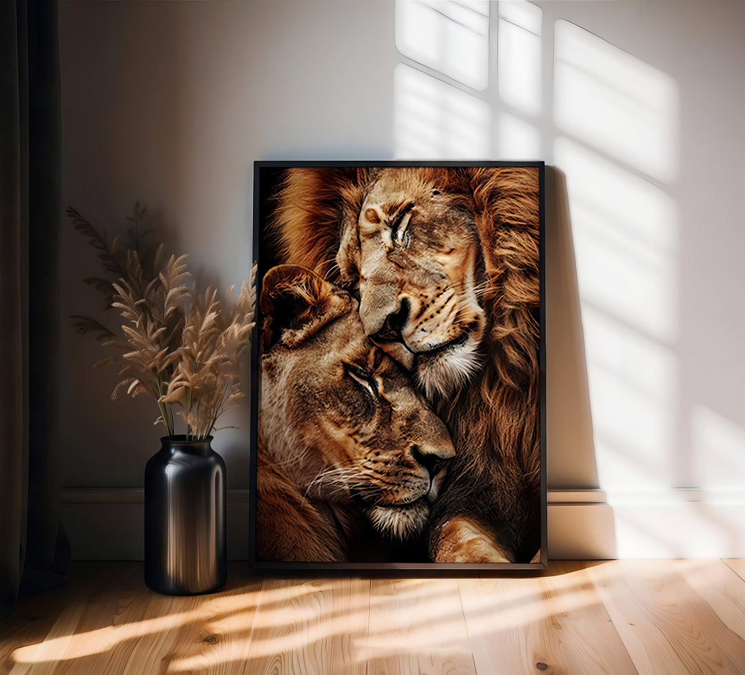 Lion and Lioness Couple Love Canvas Print
