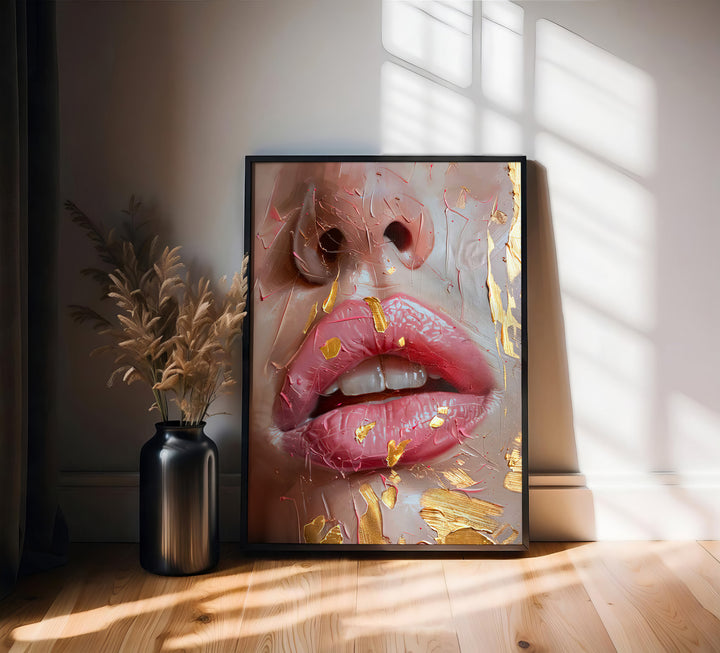 Sexy Pink Lips Asbtract Fashion Wall Art