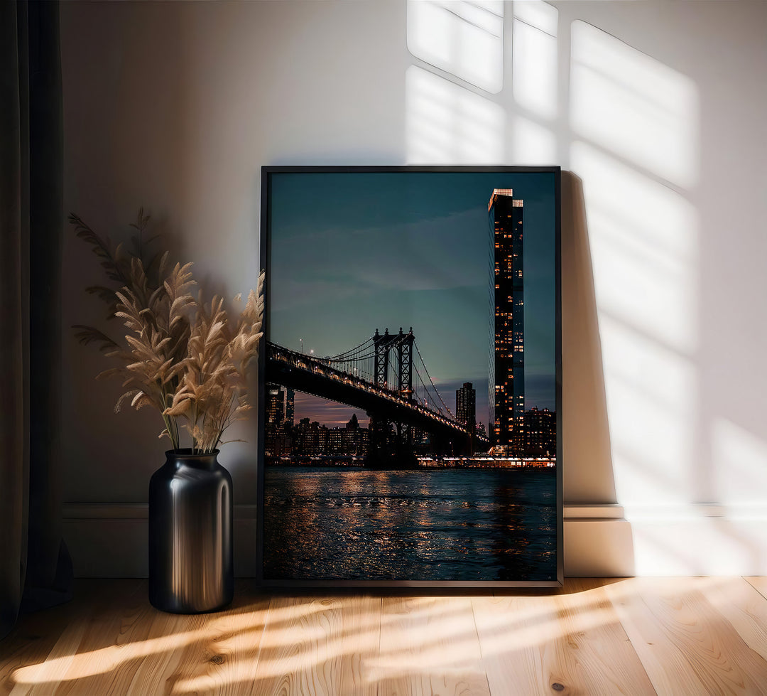 NYC Brooklyn Bridge Night View Canvas Print