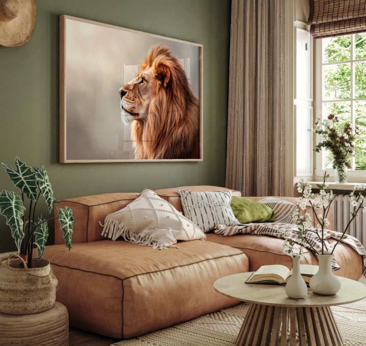 Majestic Lion Profile Canvas – Minimalist Safari Wall Art