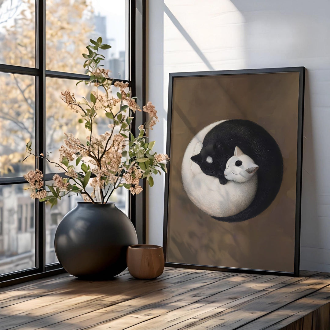 Yin Yang Cats Canvas Print