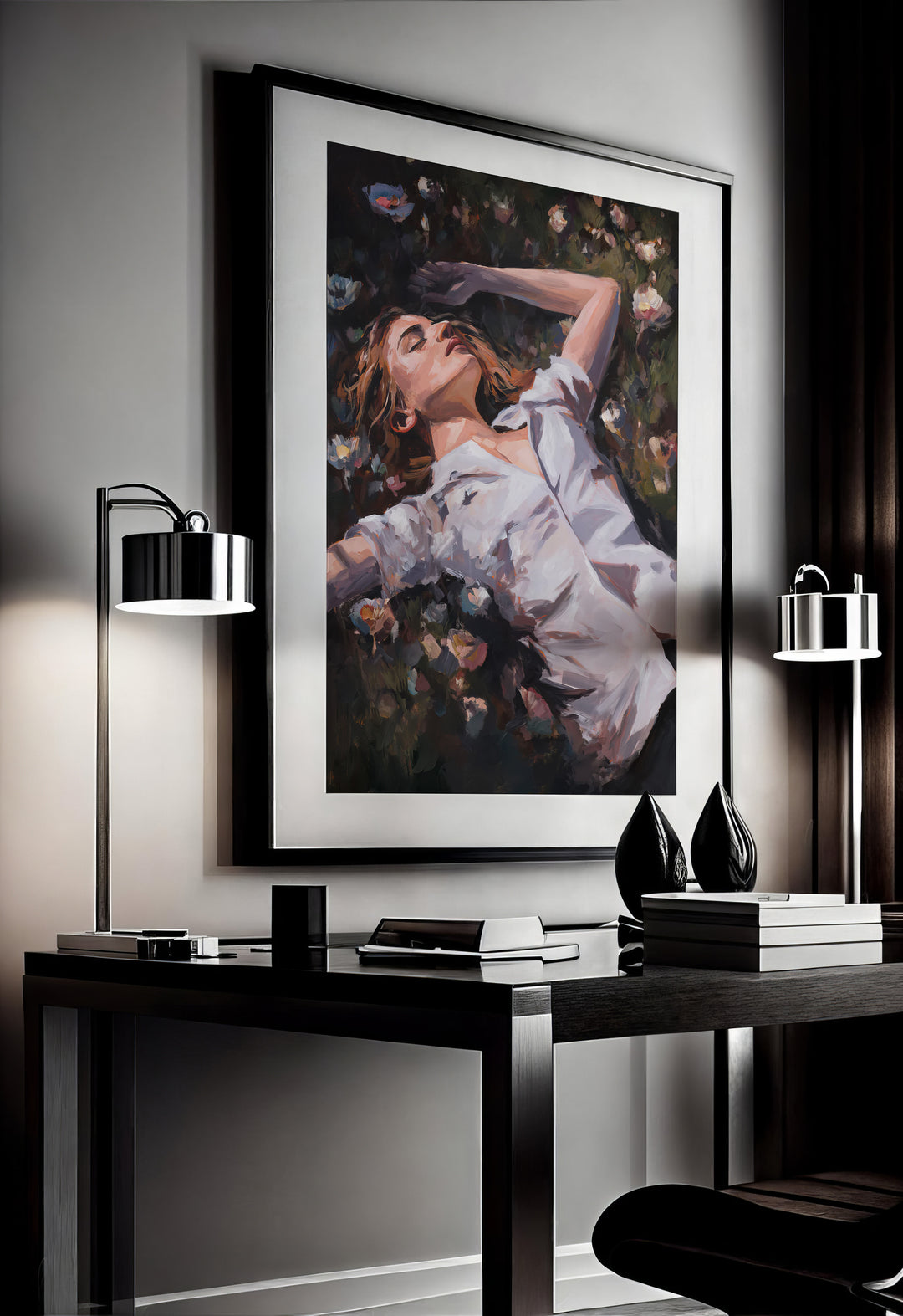 Woman In Bloom – Dreamy Floral Portrait Canvas