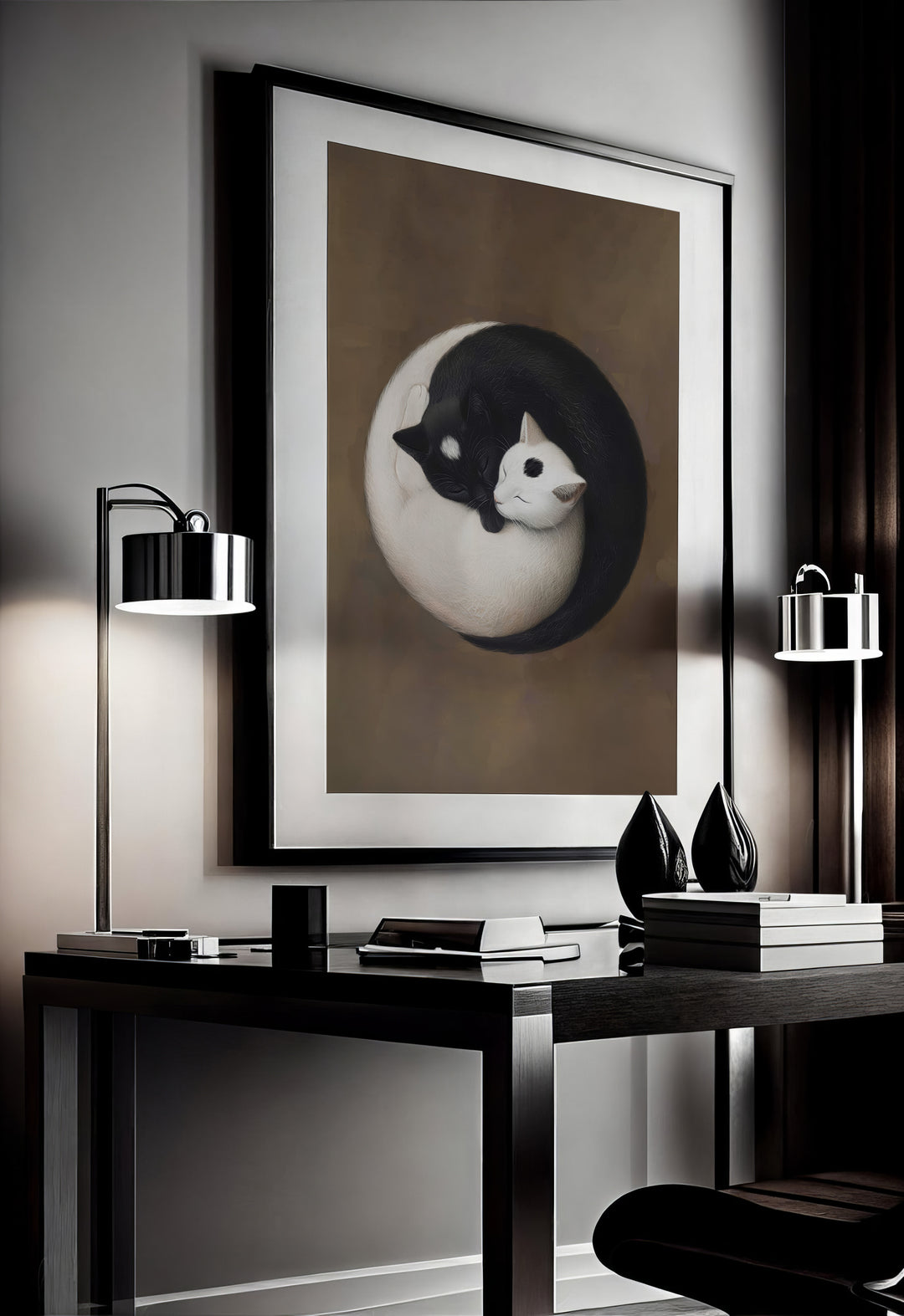 Yin Yang Cats Canvas Print