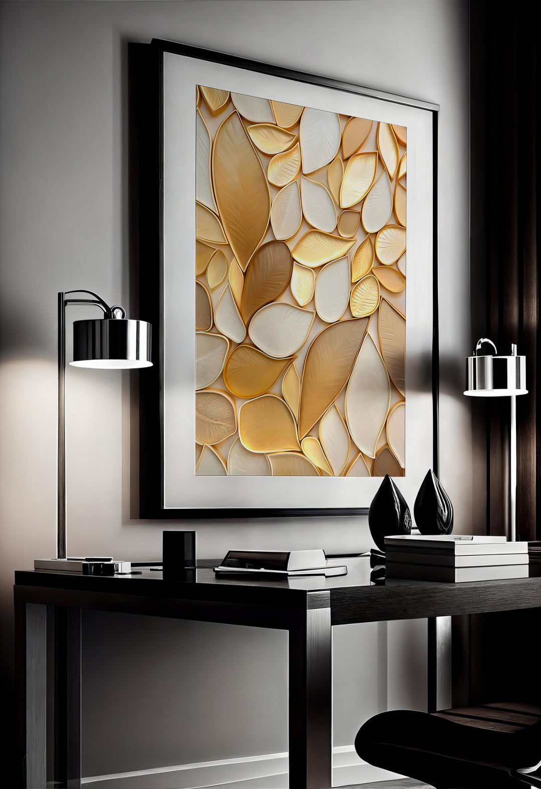 Boho Golden Leaves Canvas Wall Art
