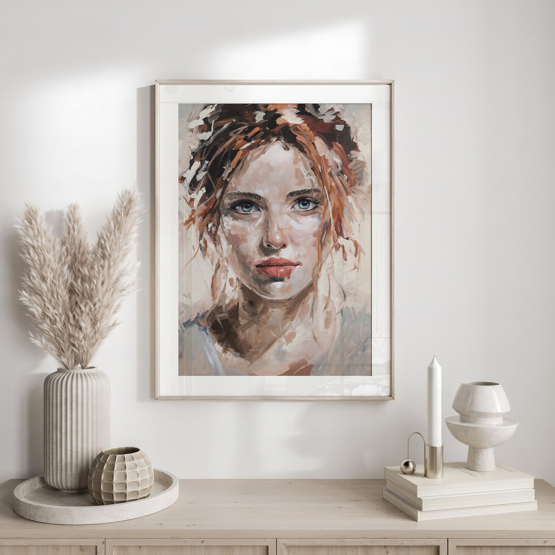 Flame & Focus – Abstract Redhead Portrait Canvas Print