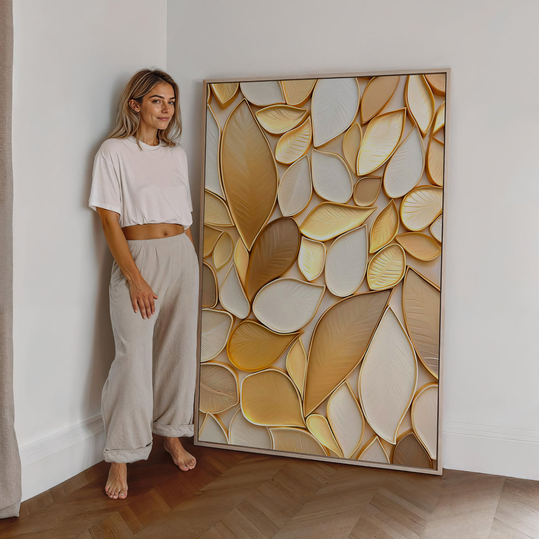 Boho Golden Leaves Canvas Wall Art