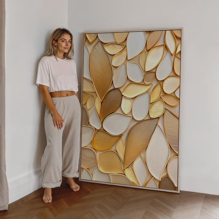 Boho Golden Leaves Canvas Wall Art