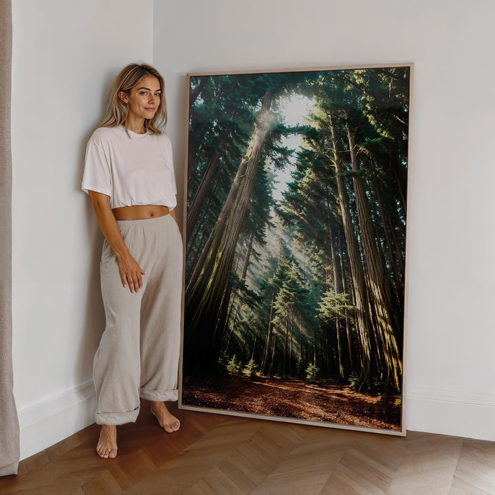 Mary in the Forest Canvas Print – Heavenly Mother Nature Art