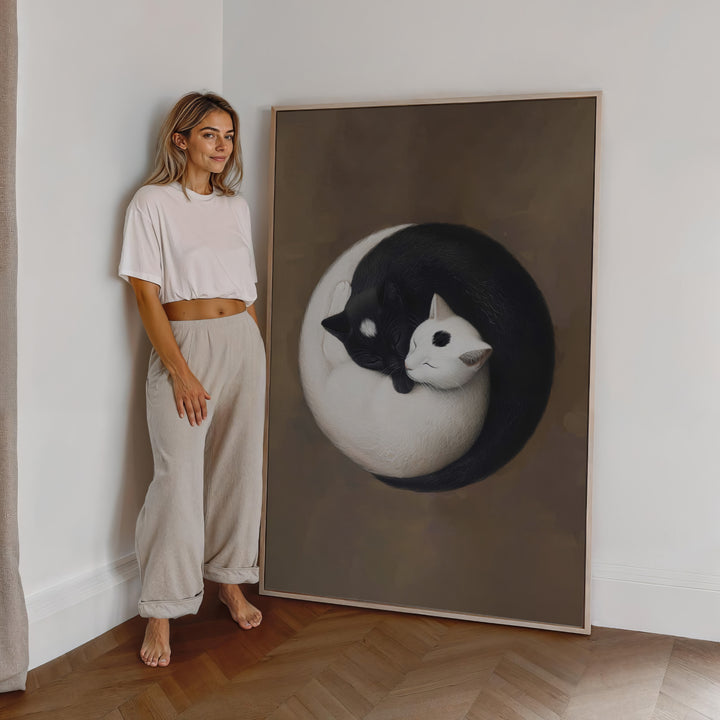 Yin Yang Cats Canvas Print