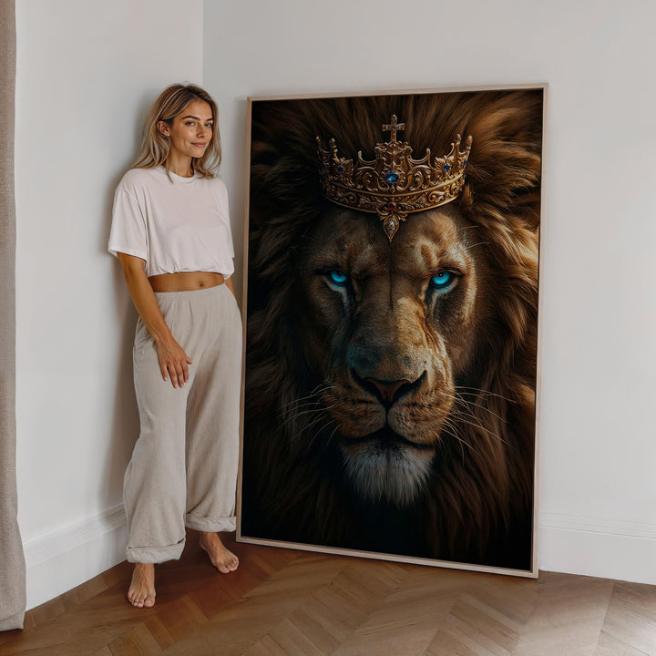 Lion Portrait With Blue Eyes