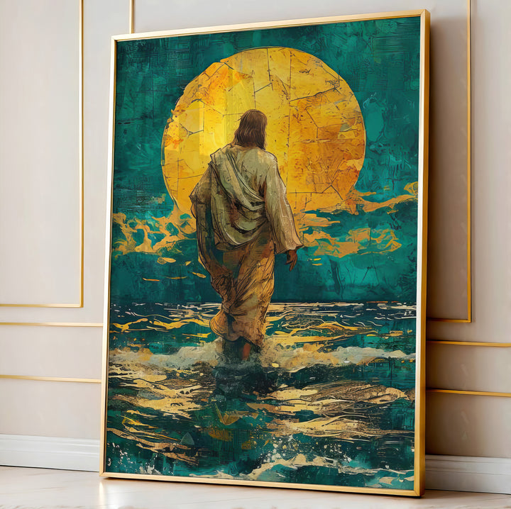 Abstract Painting of Jesus on Water