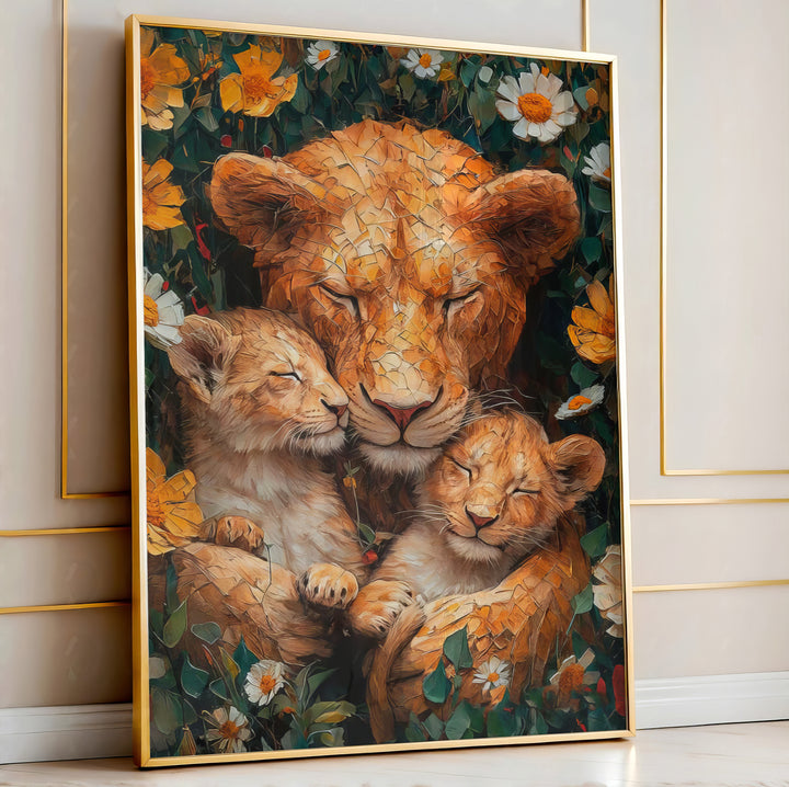 Mother Lioness and Cubs Canvas Print