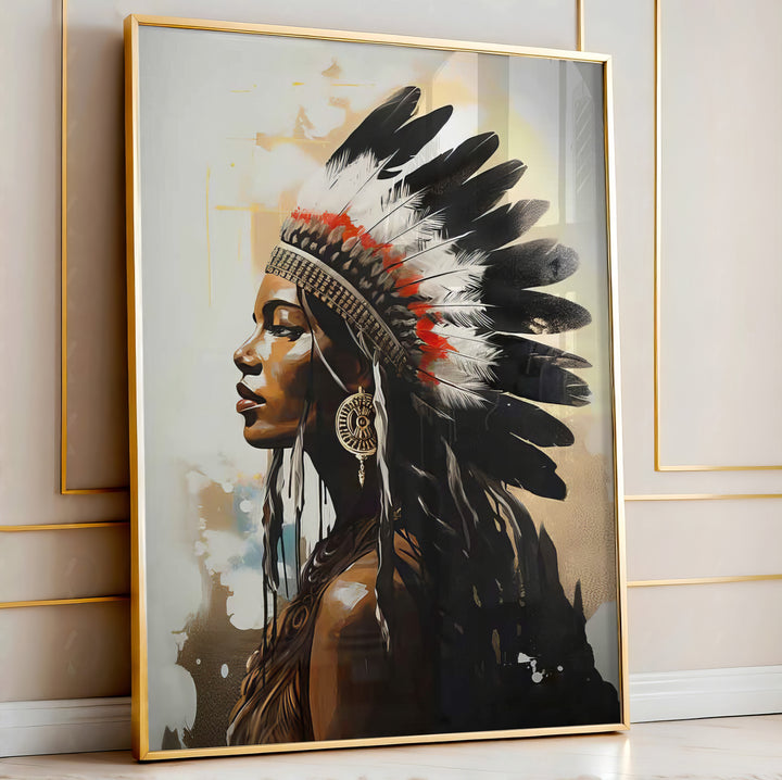 Indigenous Charm Woman Canvas Print – Tribal Wall Art