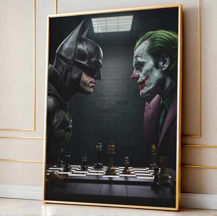 Final Showdown Canvas Print – Bat vs Joker Chess Duel