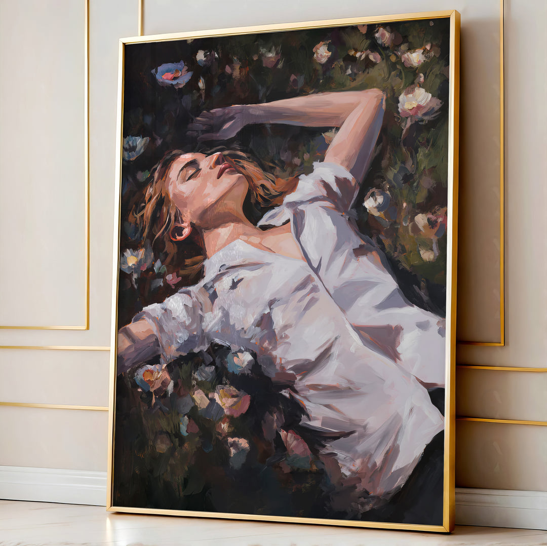Woman In Bloom – Dreamy Floral Portrait Canvas