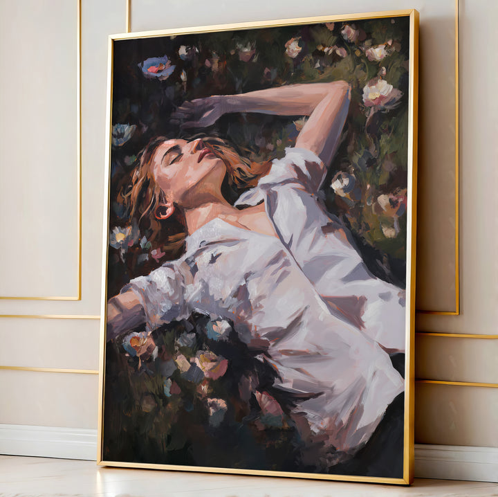 Woman In Bloom – Dreamy Floral Portrait Canvas
