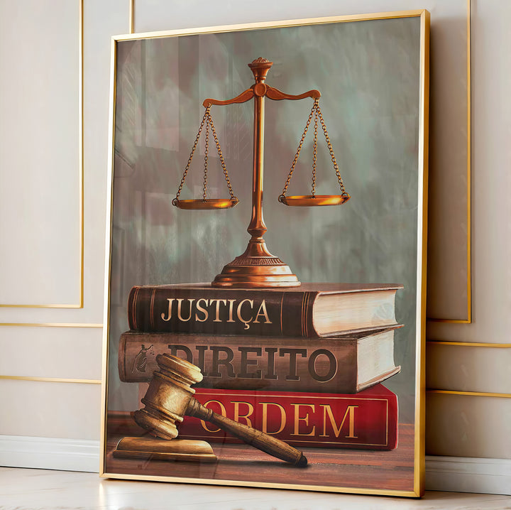Justice Symbols Canvas Print – Law Office Wall Art with Scales