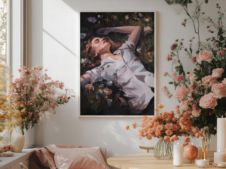 Woman In Bloom – Dreamy Floral Portrait Canvas