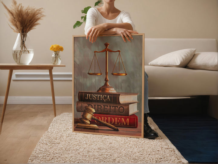 Justice Symbols Canvas Print – Law Office Wall Art with Scales