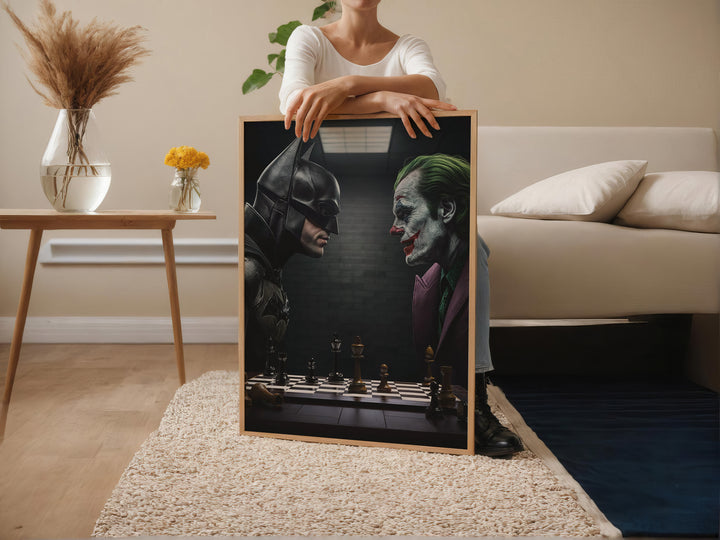 Final Showdown Canvas Print – Bat vs Joker Chess Duel