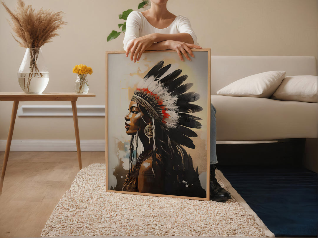 Indigenous Charm Woman Canvas Print – Tribal Wall Art