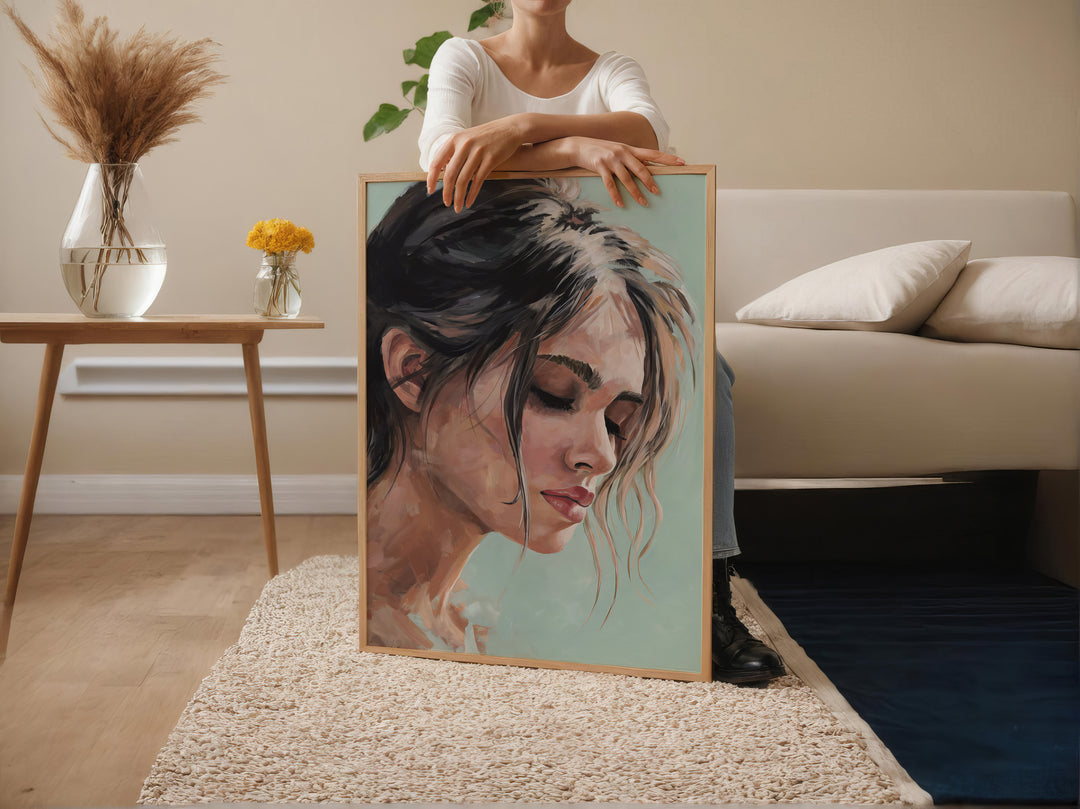 Tranquil Beauty – Modern Female Portrait Canvas Art
