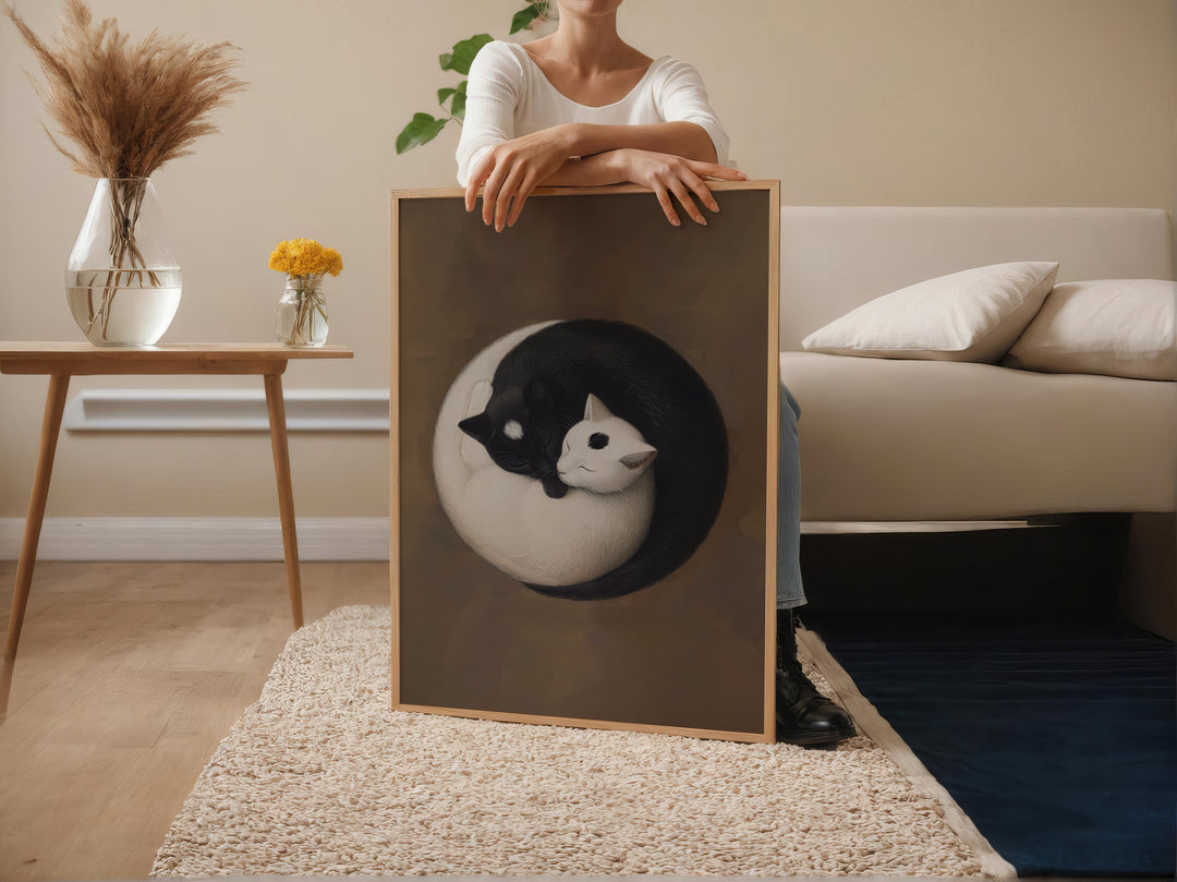 Yin Yang Cats Canvas Print