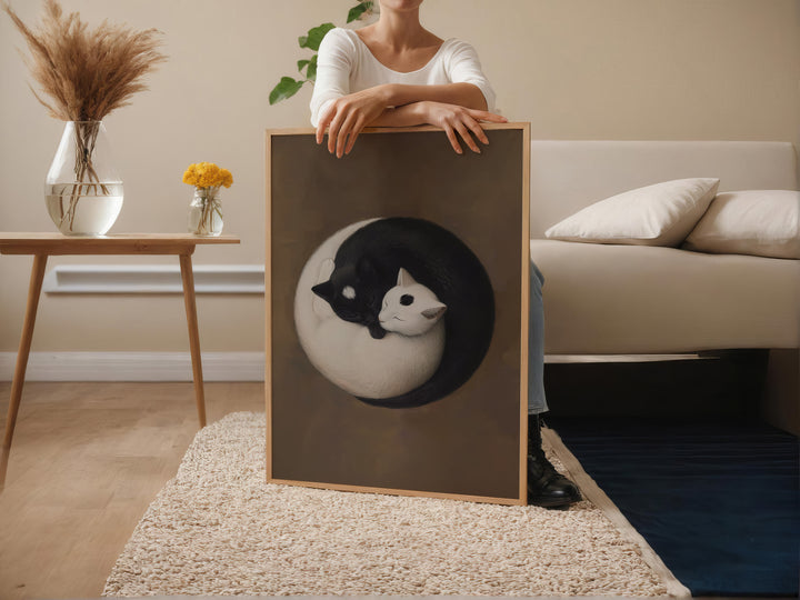 Yin Yang Cats Canvas Print